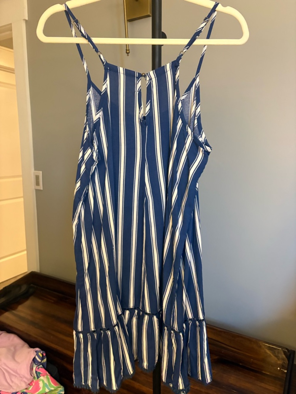Ocean Drive Blue and White Vertical Stripe Dress - Picture 5 of 6